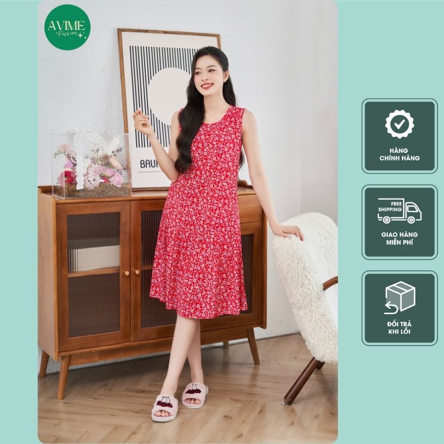 Váy Mặc Nhà Lanh Lụa (Tole) Mềm Mát Nhiều Hoạ Tiết- Váy Ngủ Nữ Sát Nách Đuôi Cá-thoitrangcenter