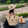 Set túi mũ cói đai da chữ X sang chảnh-thoitrangcenter