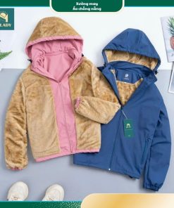 Áo khoác gió NỮ LÓT LÔNG CỪU lớp ngoài tráng bạc chống nước