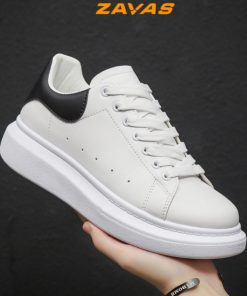 Giày sneaker nam ZAVAS tăng chiều cao 4cm màu trắng bằng da PU phong cách giày thể thao - S387-thoitrangcenter