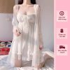 Bộ đầm ngủ hai dây kết hợp áo khoác dành cho nữ có bán rời. M107-thoitrangcenter
