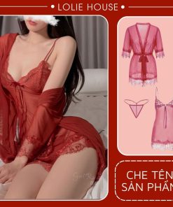 Váy ngủ sexy - Đầm ngủ sexy ren voan mỏng có kèm áo choàng thắt dây LOLIE HOUSE - VN2-thoitrangcenter