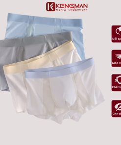 Sét 4 quần sịp nam KENGMAN MEN'S UNDERWEAR quần xì đùi thun lạnh co giãn mềm mại thoáng khí VENT SILK-thoitrangcenter