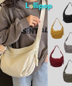 Túi Đeo Chéo Đi Học LOLLIPOP BAGS Túi Bánh Bao Bán Nguyệt Vải Bố Đeo Vai Đi Chơi Nam Nữ Basic Chần Bông Chống Thấm Nước-thoitrangcenter