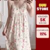 Váy ngủ nữ Guu Store DN29 đầm ngủ mùa hè mặc nhà cotton form rộng tiểu thư-thoitrangcenter