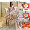 Váy ngủ hai dây nữ vải Cotton lanh lụa mềm mịn thoáng mát