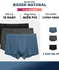 Combo 3 quần boxer nam NATURAL BREATH trunk modal vải sợi gỗ sồi kháng khuẩn BOXERMAN-thoitrangcenter