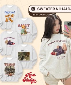 (BST 2024) Áo sweater nỉ tiêu unisex AMORSTUDIO nam nữ mặc được có size tới 85kg-thoitrangcenter
