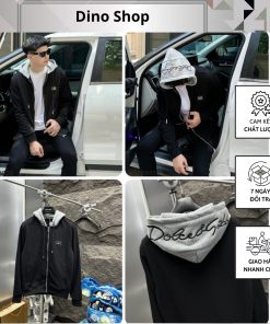 Áo Khoác NỈ Nam Đôn Chề Mũ Xám Thêu Chữ Cao Cấp - Áo Khoác Nam Đôn Chề Thêu Logo Cao Cấp-thoitrangcenter