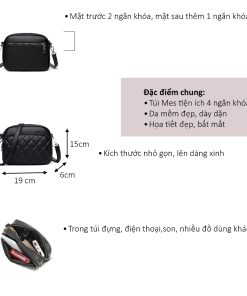 túi đựng điện thoại VLUX hoạt tiết karo trám 4 ngăn tiện ích #VL46-thoitrangcenter