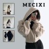 Áo khoác nỉ croptop Mecixi áo hoodie zip dáng ngắn form rộng mũ to khoác thu đông có túi T015-thoitrangcenter