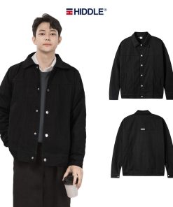 Áo khoác nam kaki cao cấp cổ bẻ HIDDLE màu đen