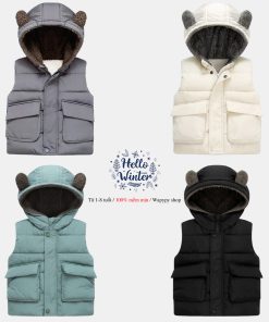 Áo khoác Gile phao tai gấu lót lông cực ấm dày hàng Quảng Châu mẫu mới 2024-thoitrangcenter