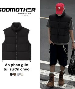 Áo Phao Gile GODMOTHER Áo Khoác Phao 2 Túi Sườn Chéo Nam Nữ Menswear Mùa Thu Đông Mẫu Mới Năm 2023-thoitrangcenter