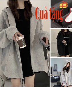 Áo Hoodie zip chất nỉ hàn và nỉ bông BLESSING dành nam nữ form rộng. Áo Khoác nỉ hoodie zip mẫu trơn basic-thoitrangcenter