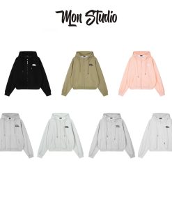 Mon Studio – Áo Khoác Nỉ Hoodie Zip BOXY Tay Dơi Có Nút Bấm Form Rộng Nam Nữ Unisex S082-thoitrangcenter