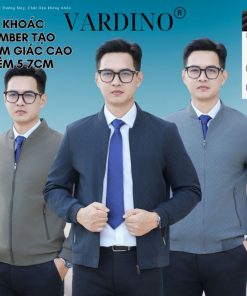 Áo khoác nam bomber bo chun gấu tay bo màu xanh bộ đội xám xanh than VARDINO AK81