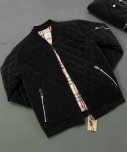 Áo khoác phao nam BBR nhung lì trần bông quả trám túi khoá zip tay lót gió kẻ sọc be 3 lớp AK51P-thoitrangcenter