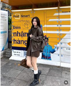 Áo bomber da bo gấu phong cách Retro-thoitrangcenter