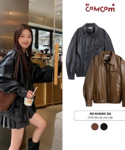Áo Khoác Da   Tay Dài Cao Cấp Phong Cách Retro Cổ Điển-thoitrangcenter