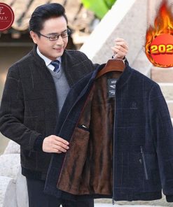 Áo Khoác Dạ Lót Lông Trung Niên Nam