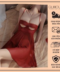 Váy ngủ sexy lụa cao cấp Váy ngủ 2 dây quyến rũ Glamour Đầm mặc nhà gợi cảm