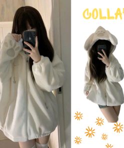 Áo khoác lông có mũ tai gấu