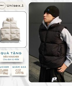 Áo phao gile nam nữ có túi sườn form boxy