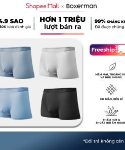 Quần boxer nam PROFIT combo 3 sịp đùi lụa băng BOXERMAN công nghệ Seamless không đường may