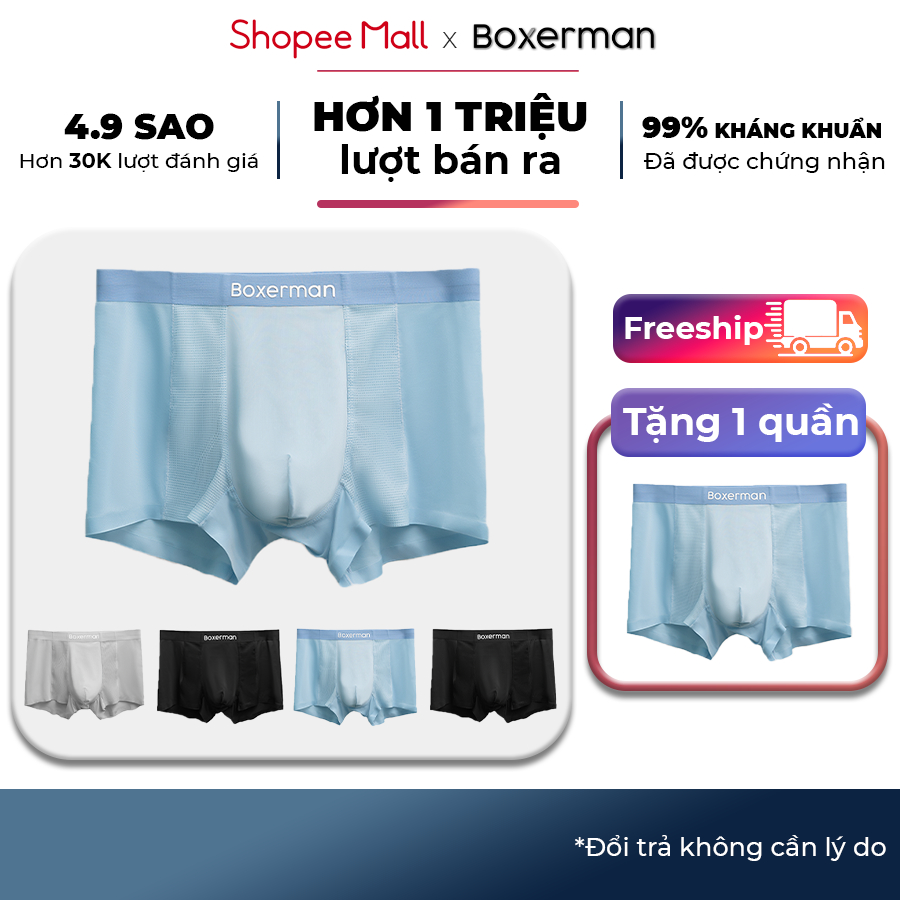 Quần sịp nam combo 5 boxer PROMESH co giãn thoải mái thoáng mát khử mùi kháng khuẩn cao cấp BOXERMAN-thoitrangcenter