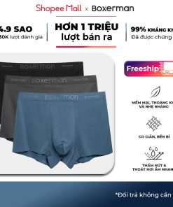 Quần sịp nam combo 3 quần boxer đùi NATURAL BREATH trunk modal gỗ sồi mềm mại kháng khuẩn BOXERMAN-thoitrangcenter