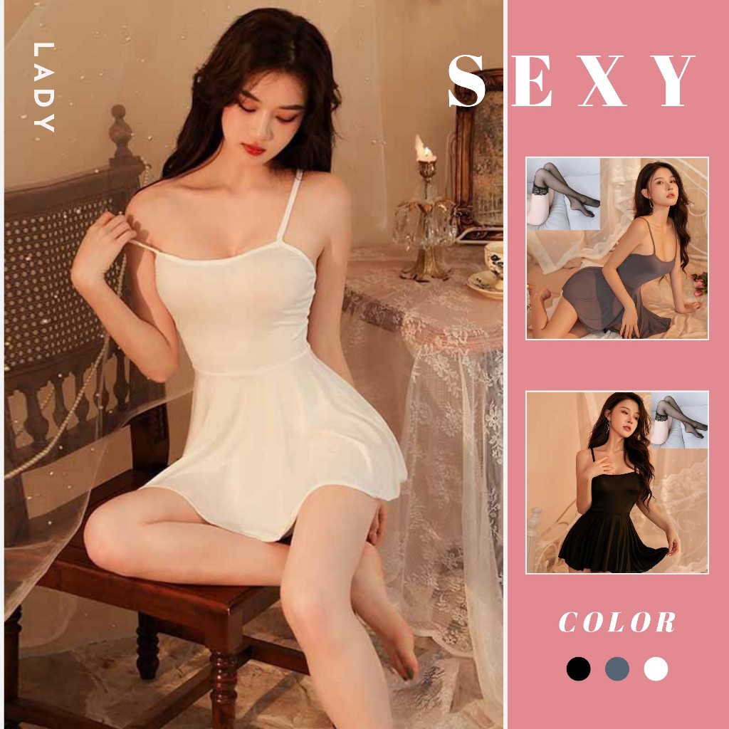 Váy ngủ 2 dây dáng dài xẻ đùi Váy ngủ gợi cảm quyến rũ DN51 Đồ ngủ 2 dây gợi cảm quyến rũ-thoitrangcenter