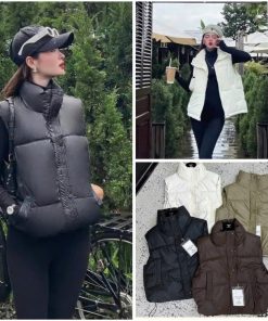 Áo phao gile nữ dáng croptop