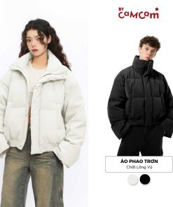 Áo Phao Trơn   Unisex Form Rộng Dày Dặn Mềm Mịn Siêu Ấm Mùa Đông 2024-thoitrangcenter