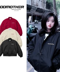 Áo Bomber Tay Nhún GODMOTHER Áo Khoác Nam Nữ Khoá Zip Tay Nhún Tạo Phồng Phong Cách Trẻ Trung Năng Động-thoitrangcenter