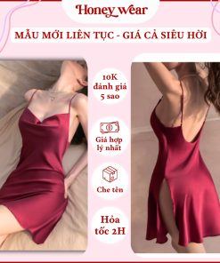 [HỎA TỐC - CHE TÊN] Váy Ngủ Nữ Lụa Satin Trơn Dáng Xuông Liền Thân Thoải Mái Honey Wear Nhiều Size A26-thoitrangcenter