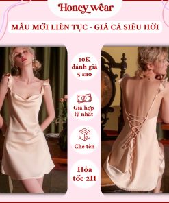 [HỎA TỐC - CHE TÊN] Váy Ngủ Hai Dây Lụa Cánh Tiên Cổ Đổ (CÓ ẢNH THẬT) Honey Wear Đầm Ngủ Lụa Mềm Thoáng Mát Dễ Mặc A100-thoitrangcenter