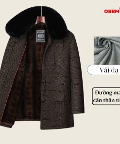 áo khoác lót lông kiểu măng tô trung niên mặc đi chơi