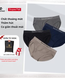 Quần Lót Nam Tam Giác Combo 4 Santino Kháng Khuẩn Siêu Co Giãn Thông Thoáng S931-thoitrangcenter