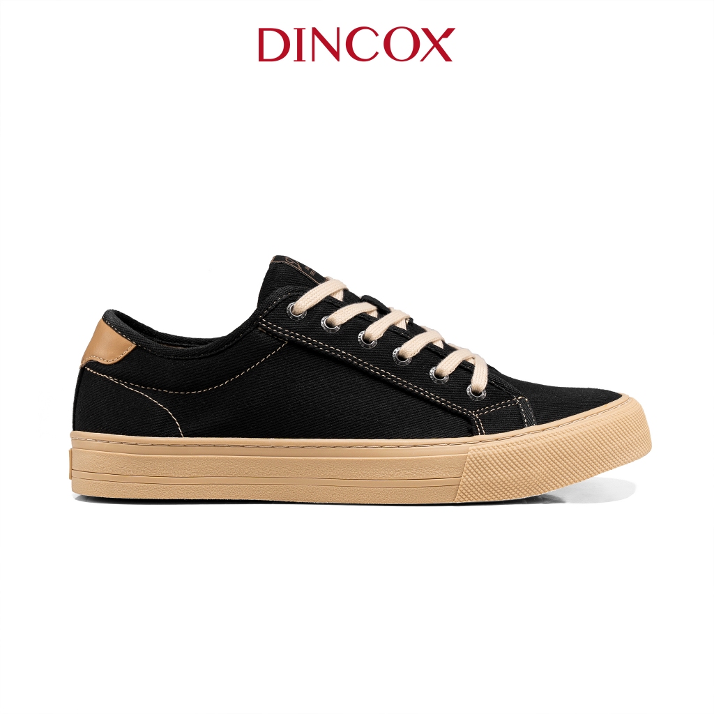 Giày Sneaker Nam Nữ Vải Canvas DINCOX E12 Black/Beige Đơn Giản Thanh Lịch-thoitrangcenter