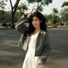Áo Khoác Dạ Nữ Phối Viền Tay Dáng Ngắn Croptop Mùa Thu Đông 2024 Kimee MA463-thoitrangcenter
