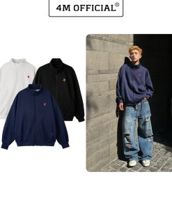 Áo khoác Sweater 4M OFFICIAL form boxy chất nỉ 2 da