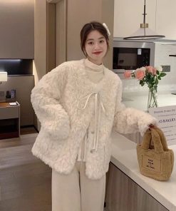Áo kiểu lông trắng siêu dày Hàn Quốc-thoitrangcenter