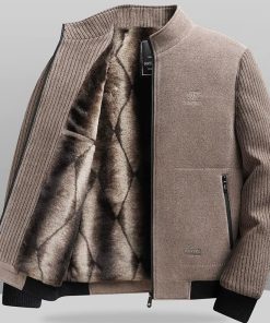 Áo khoác dạ lông nam cổ đứng AK200-thoitrangcenter