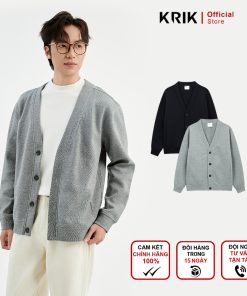 Áo Khoác Cardigan Nam KRIK Chất Liệu Nỉ Cao Cấp Form Regular Thiết Kế Cổ V Sâu Tạo Điểm Nhấn AK5127-thoitrangcenter