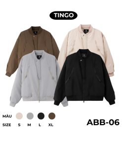 Áo khoác bomber trần bông 3 lớp {Form Crop Lửng} TINGO Thiết kế khoá 2 đầu tiện lợi thời trang dày dặn mùa thu Đông-thoitrangcenter