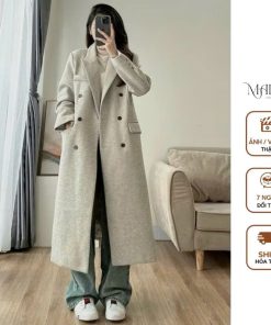 Áo khoác dạ nữ dáng dài Chakovet áo măng tô form rộng cổ bẻ dày dặn thích hợp mặc mùa đông siêu ấm áp dễ phối đồ  A5045-thoitrangcenter