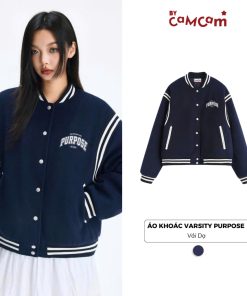 Áo Khoác Varsity Purpose   Dạ Trần Bông Nam Nữ Thu Đông 2024-thoitrangcenter