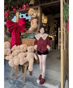 ÁO KHOÁC KAKI PHỐI LÔNG CỪU SIÊU ẤM PHÔNG CÁCH HÀN QUỐC  SIU XINH IU HOTHITT T20-thoitrangcenter