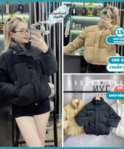 Áo khoác phao nữ có khóa túi